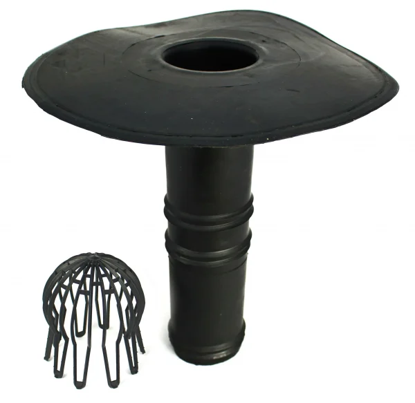 Internal drain with leaf grate - Rubber roofing - 100mm, 110mm, 68mm