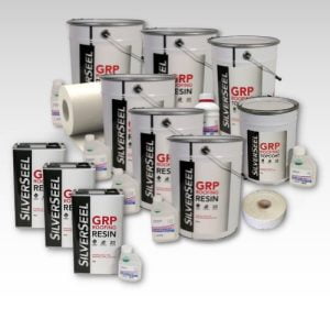 Contents - 45m2 Silverseel Fire Retardant Fibreglass Roofing Kit 2 x 450g
